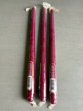 Candle-lite Burgundy Taper Bougie Effilee Candles 12" Sealed NEW– Set of 3 VTG
